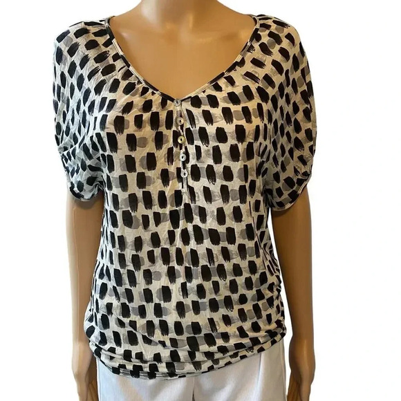 Anthropologie Weston Wear Made In San Francisco Button Paint Brush Top Lady XS - Picture 1 of 6